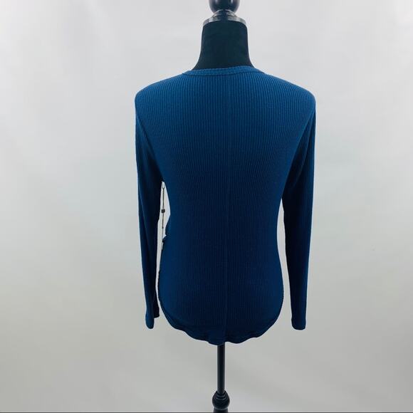 Caslon Dark Blue Faux Wrap V Neck Ribbed Tee - Picture 9 of 10